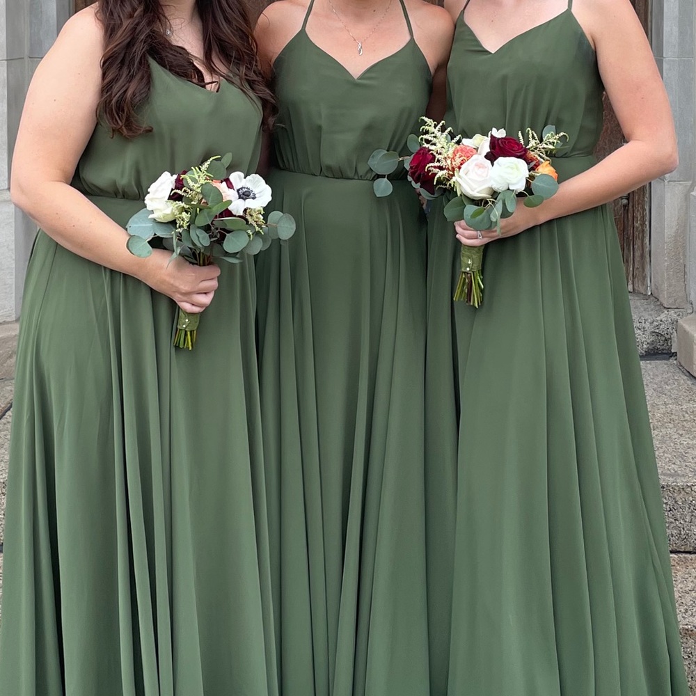REVELRY OLIVE BRIDESMAID DRESS